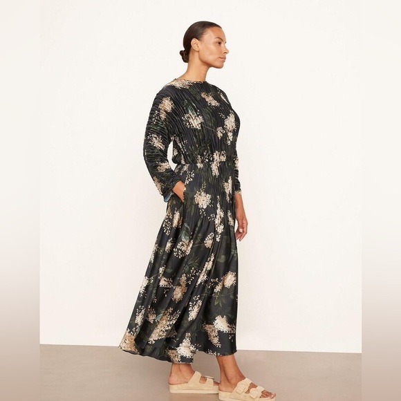 Vince Lilac Micro Pleated Boat Neck Dress - Picture 3 of 5